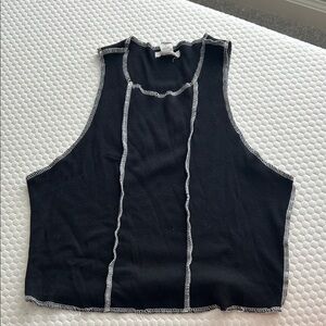 Black Sleeveless Top with White Trim